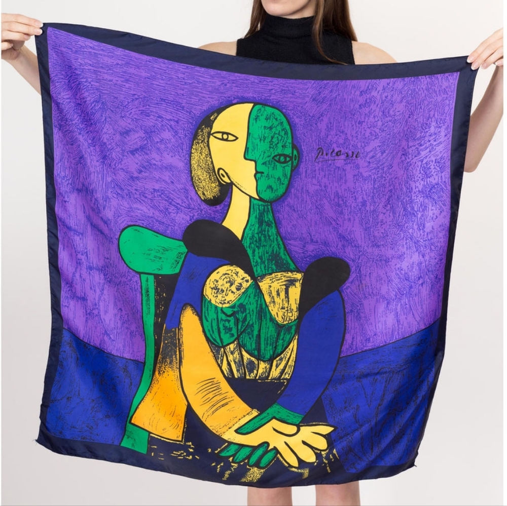 Vintage 80s Picasso Silk Square Scarf